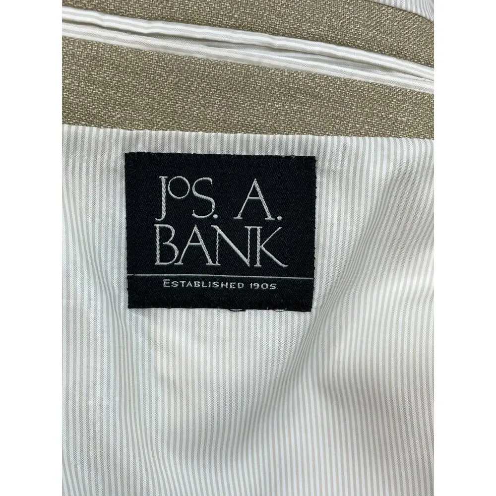 Jos‎ A Bank Blazer Mens 46L Beige Linen Wool Blend 2-Button Lined